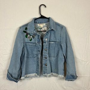 H&M Coachella Embroidered Denim Fringe Jacket Sz 10